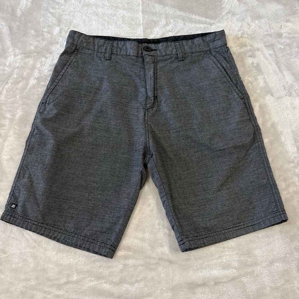 Micros‎ Bermuda Shorts Mens 34 Dark Gray Striped Walkshorts Casual Comfort